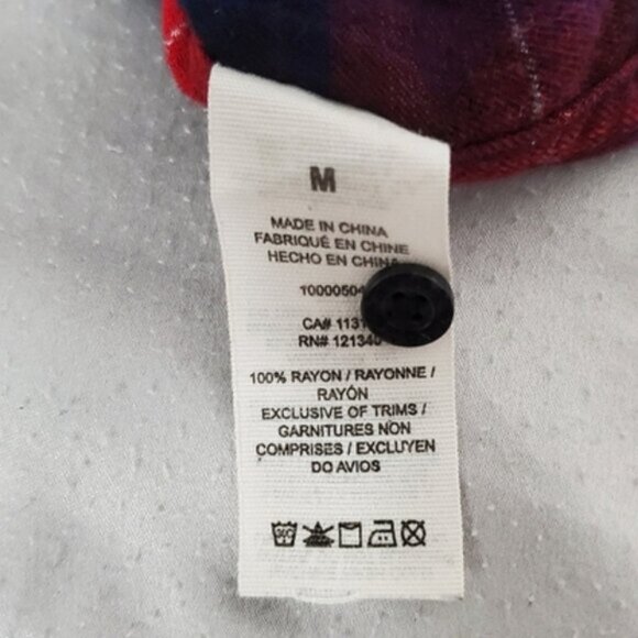 Cottagecore Garage Super Soft Rayon Plaid Red and Blue Shirt- Size M - Picture 4 of 10